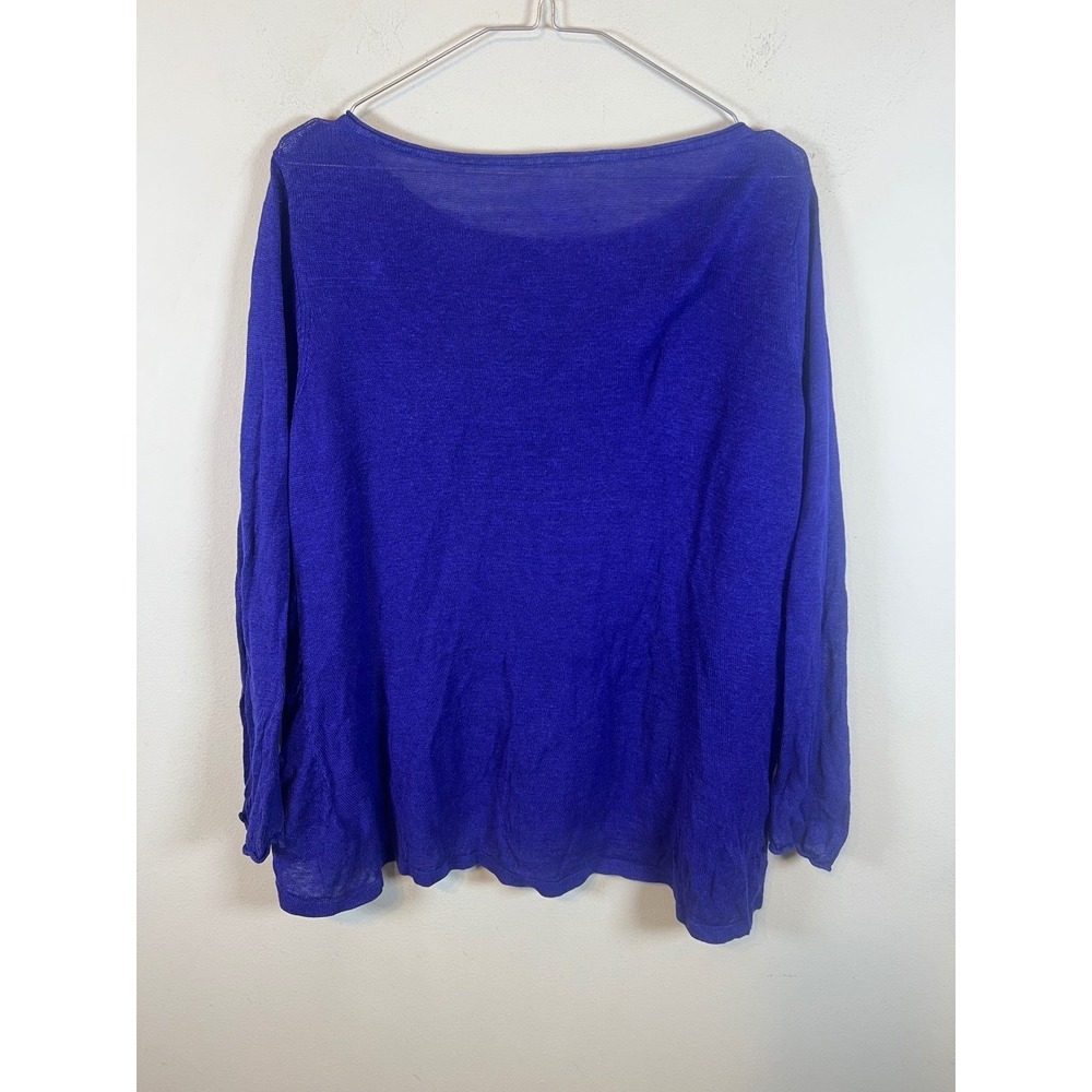 Eileen Fisher Womens Sweater 100% Organic Linen Blue Size L - Picture 6 of 7